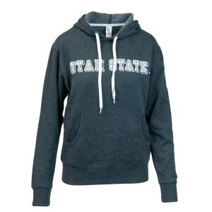 Utah State Block Letters Simple Hoodie Sweatshirt Black
